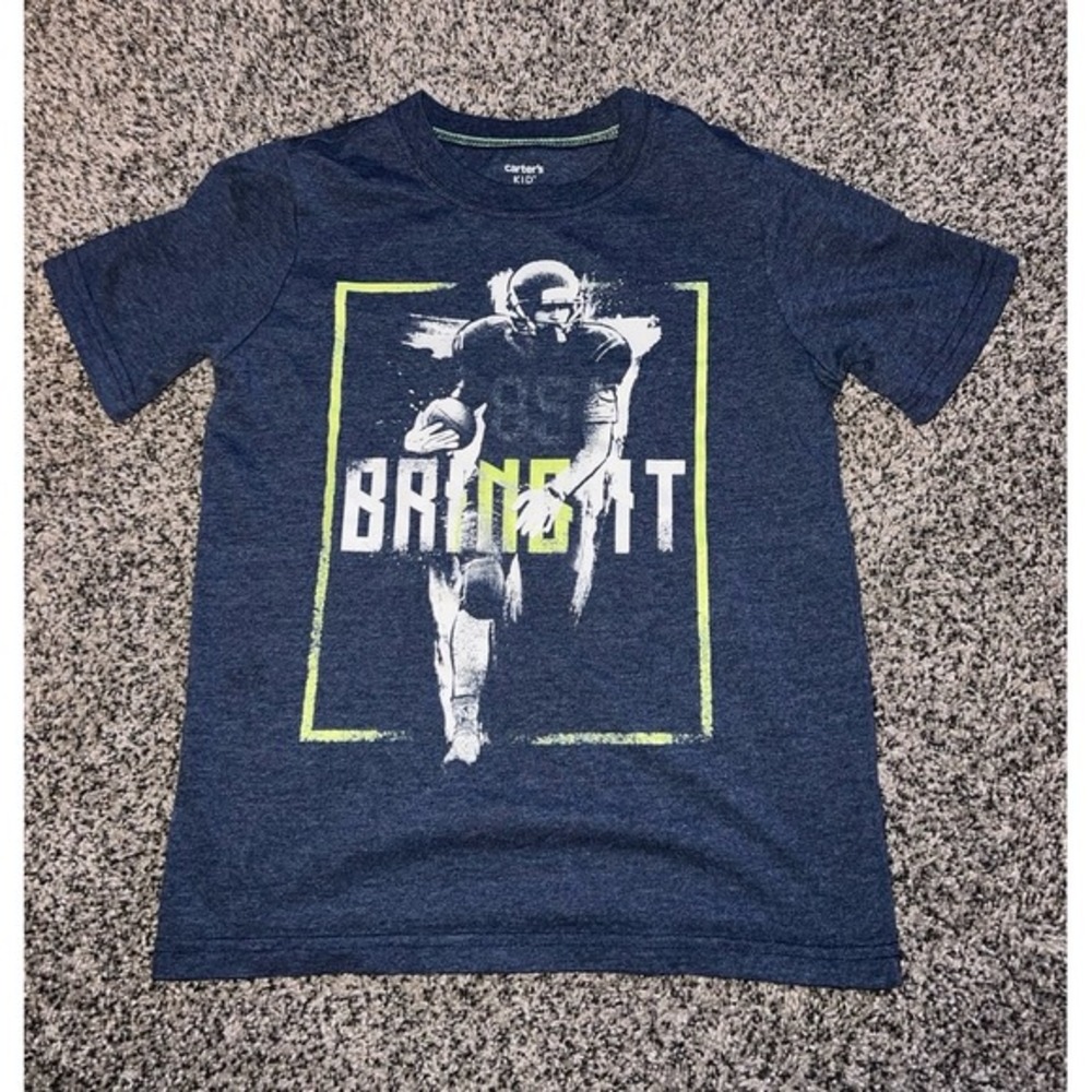 Carter's boys blue "Bring‎ it" football short sleeve shirt size 7